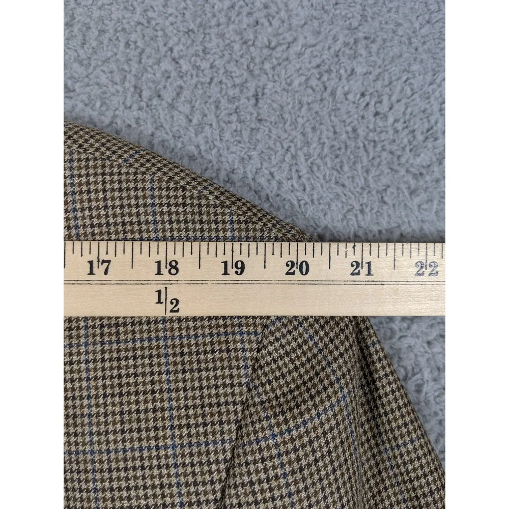 Lauren Ralph Lauren Silk Wool Sport Coat Mens 46R Brown Houndstooth Quiet Luxury